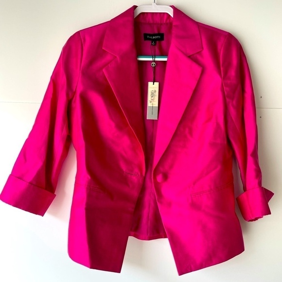 NWT ($200) Talbots Blazer Jacket Coat Office Career Work Pink Jacket, Sz 8 - Picture 8 of 14